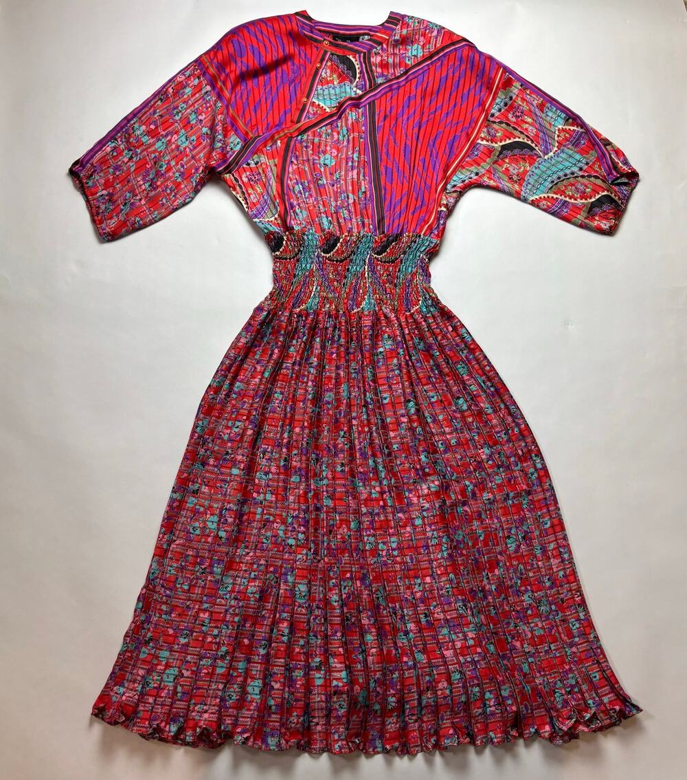 Vintage 80s Diane Freis Georgette Dress L Boho Maxi Signature Whimsy Fairy Gypsy